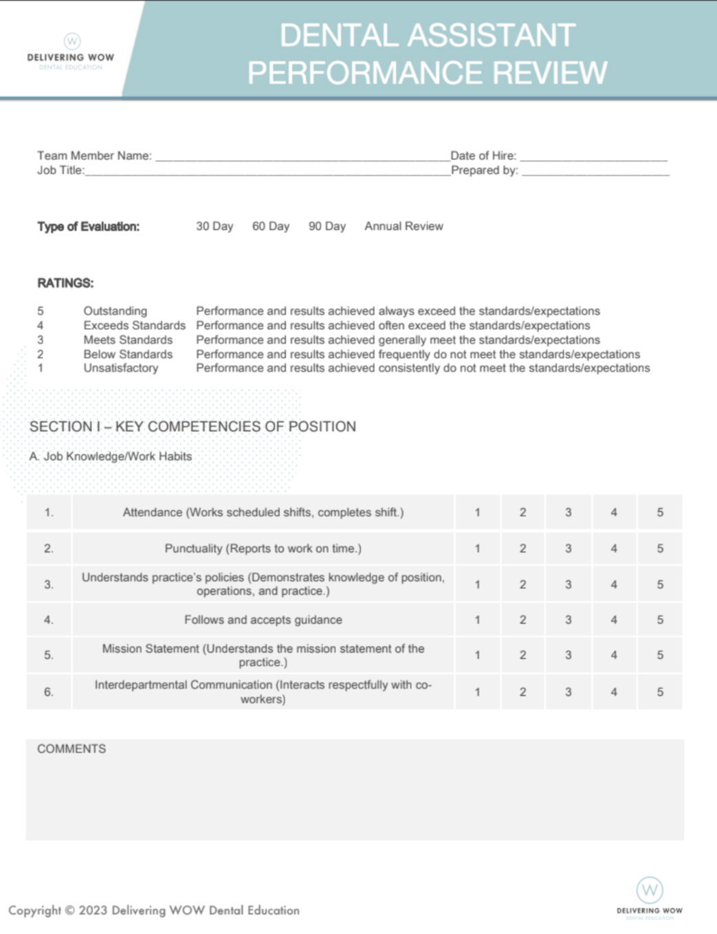 The Dental Assistant Performance Review Template That Works - 946clxg